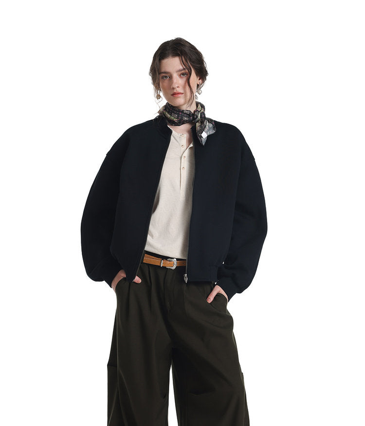 Casual Rib Zip Sweatshirt