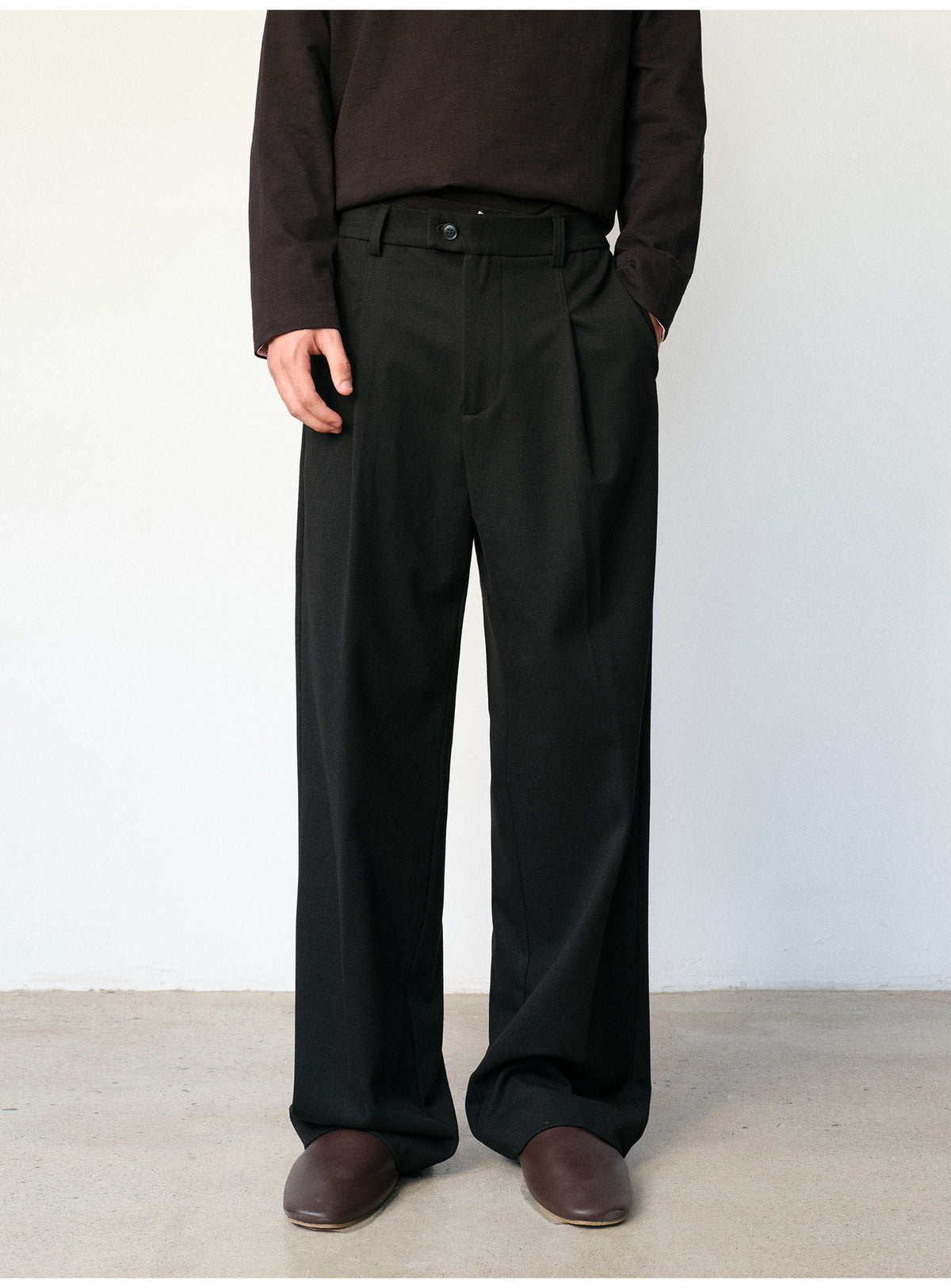 Wool-Blend Straight-Leg Pants