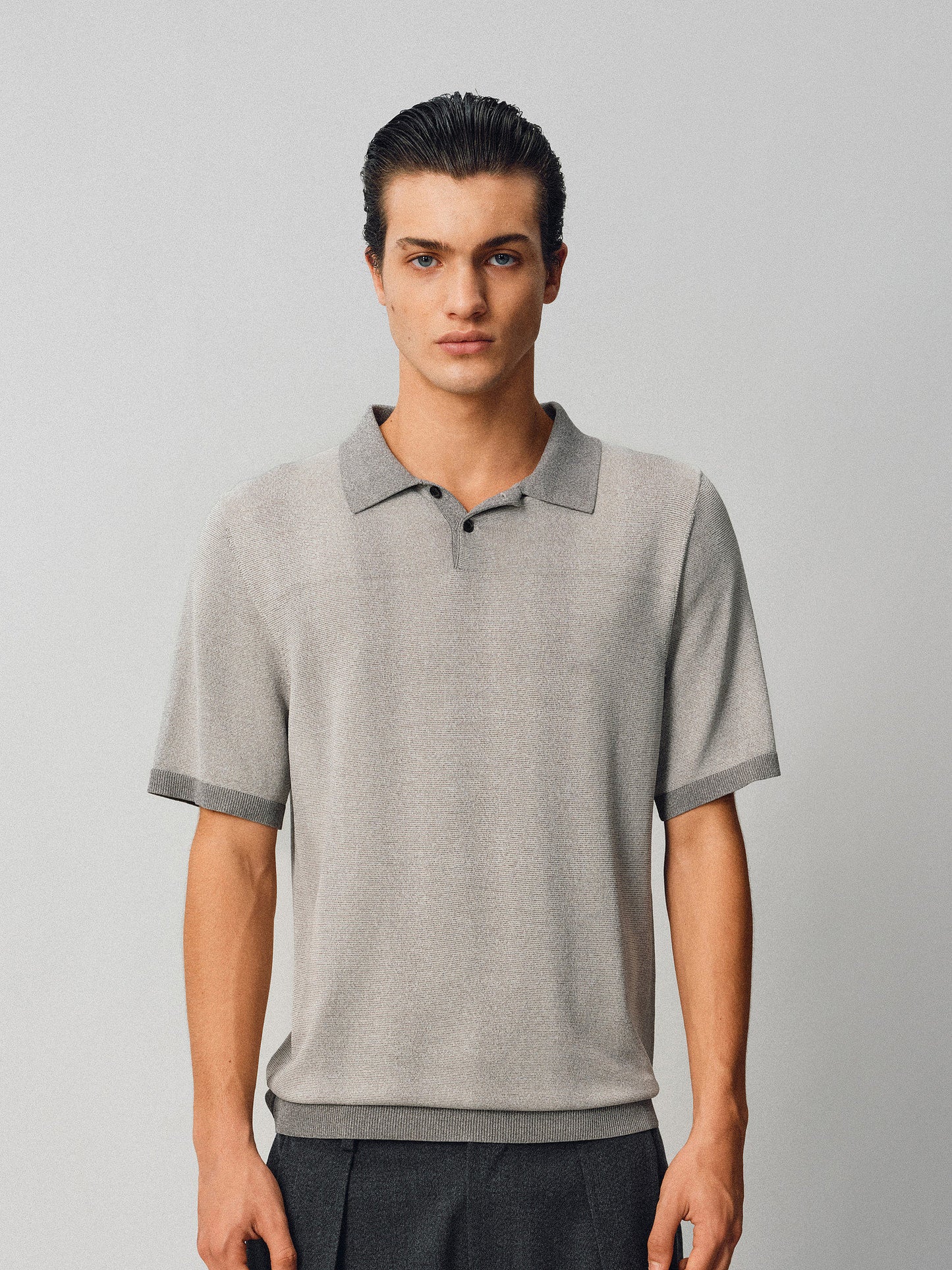 Gradient-Striped Knit Polo Shirt