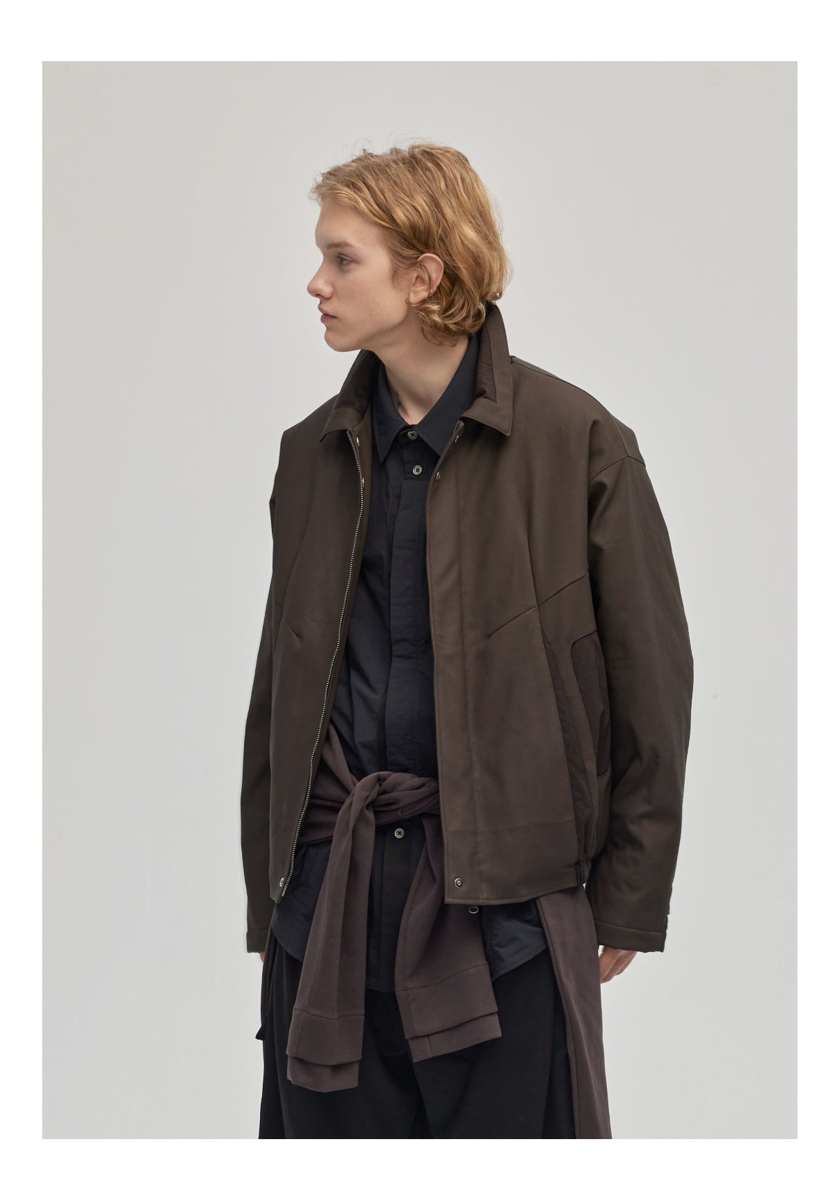 PU leather stitched short jacket