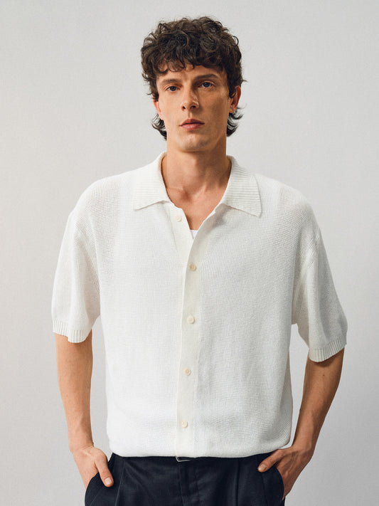 Textured Linen-Cotton Blend Shirt