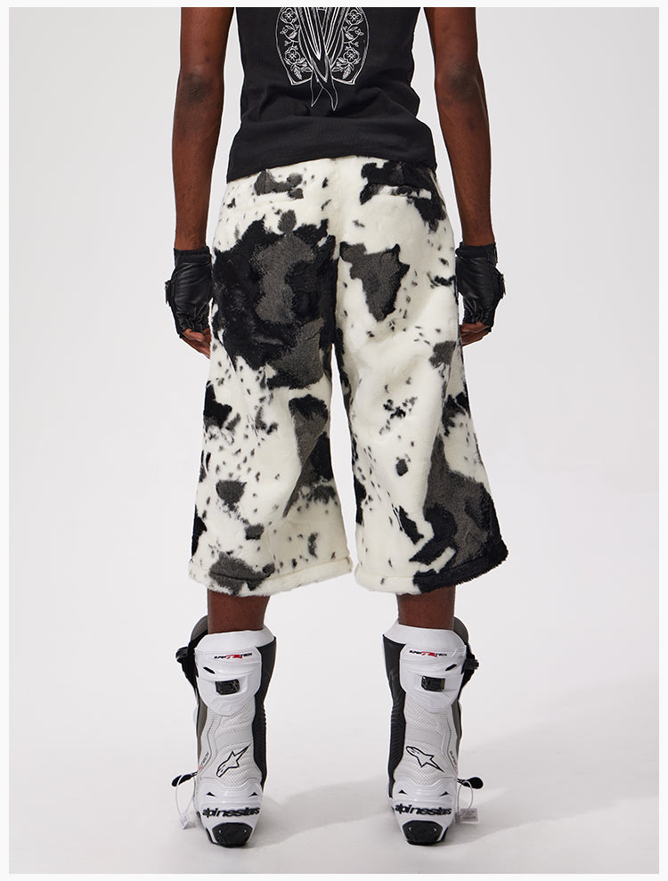 Original design cow print cropped shorts