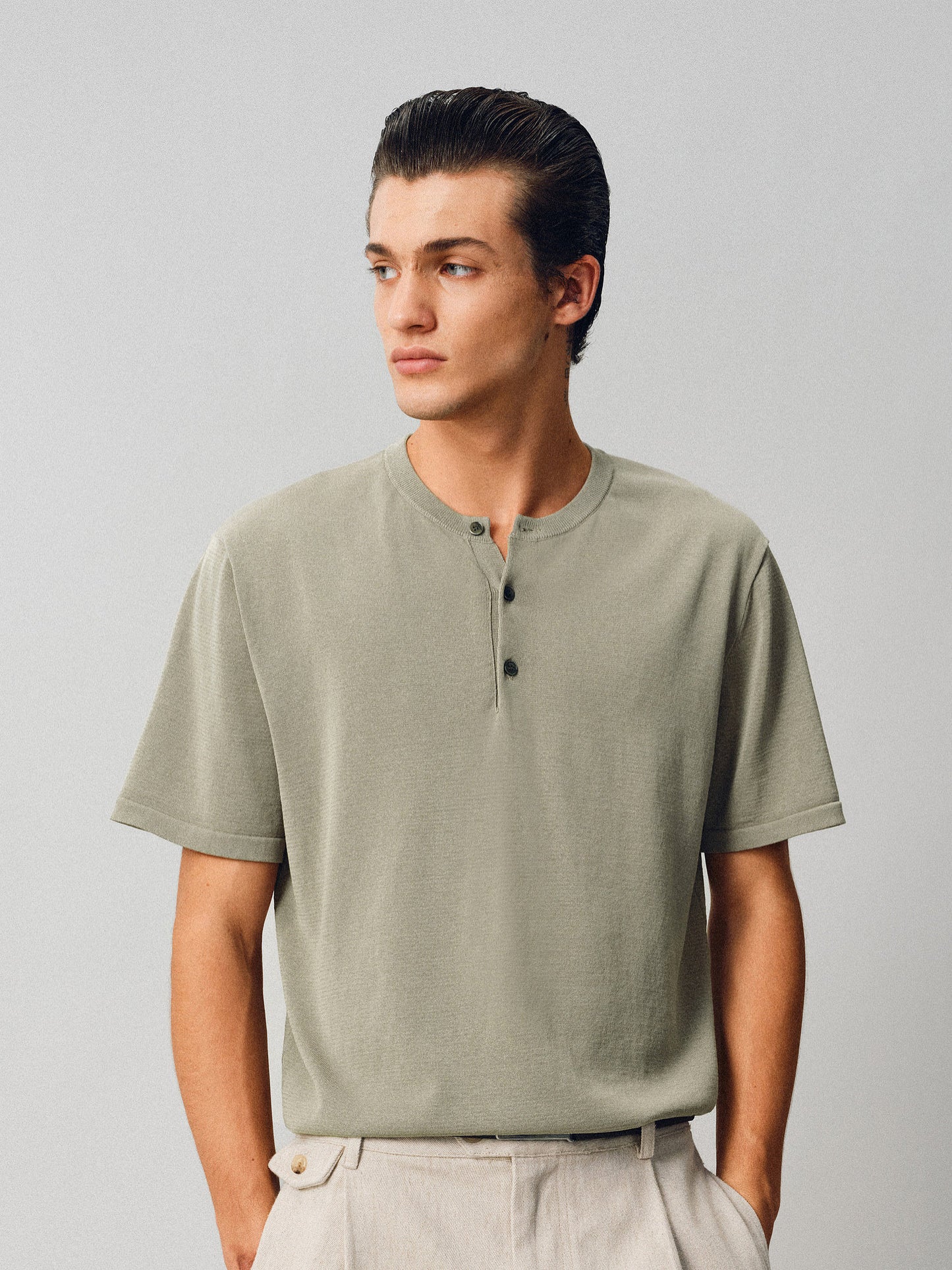 Simple Henry-Neck T-Shirt