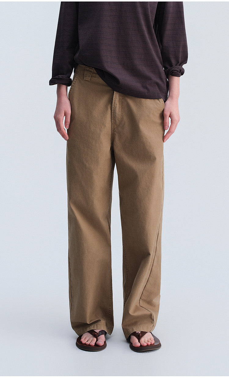 Relaxed-Fit French Workwear Casual Pants