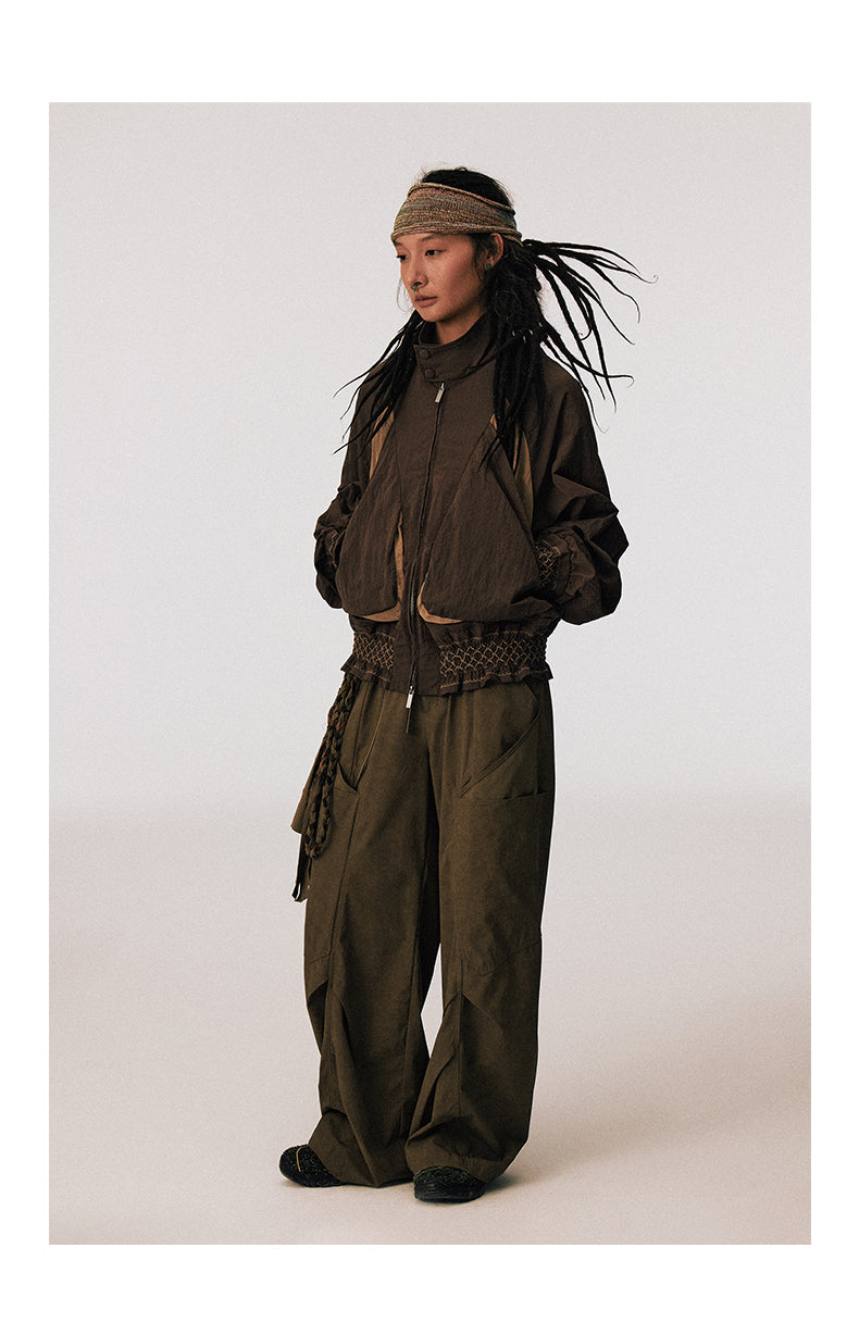 Pleated Gathered Nylon Jacket