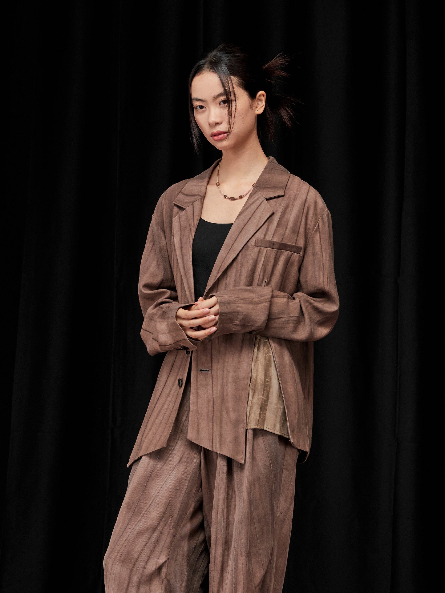 Tie Dye Draped Vertical Pattern Jacket