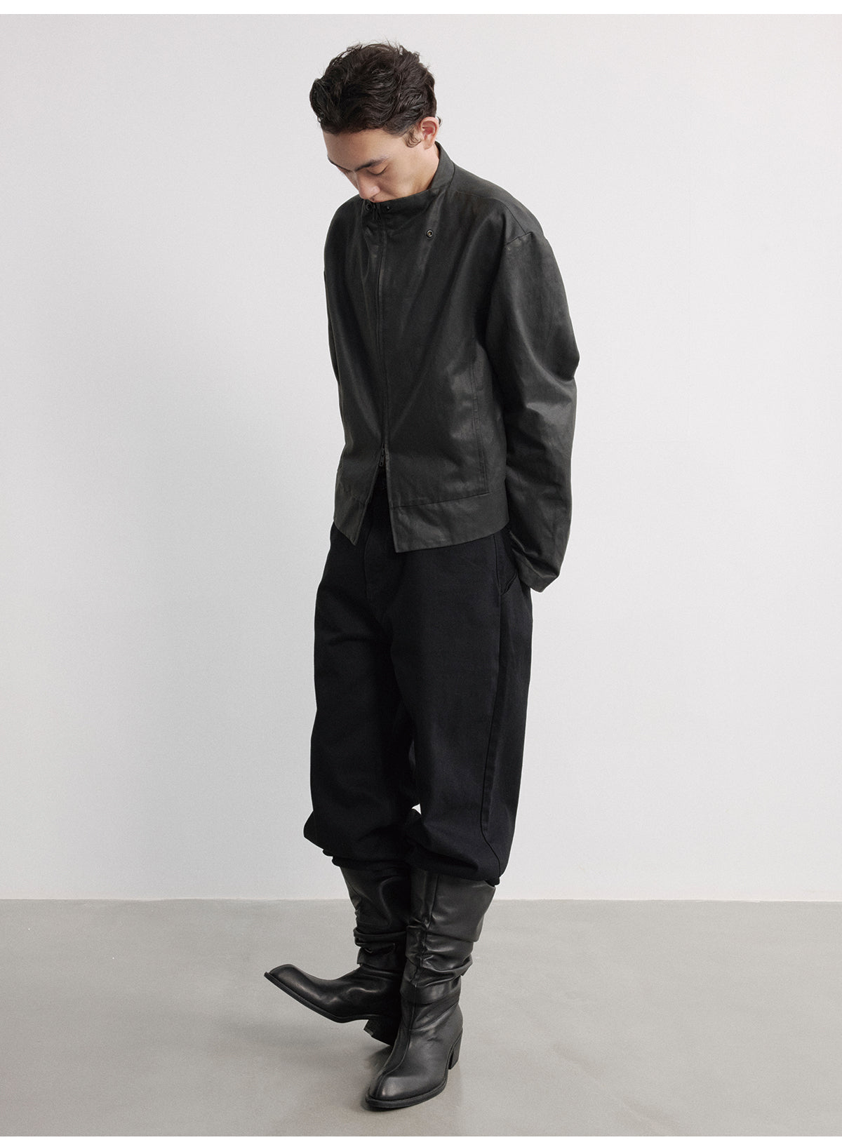 Snap Button Leather Jacket