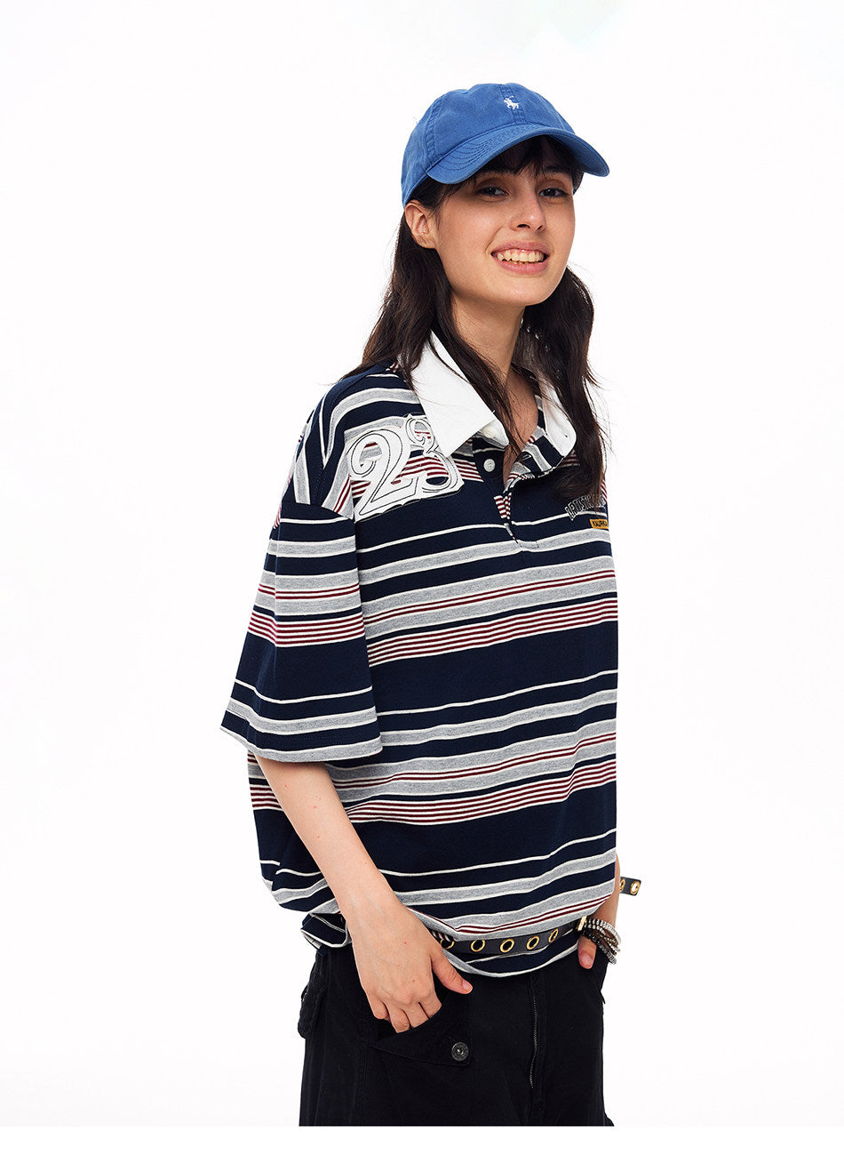 Contrast-Striped Polo Shirt