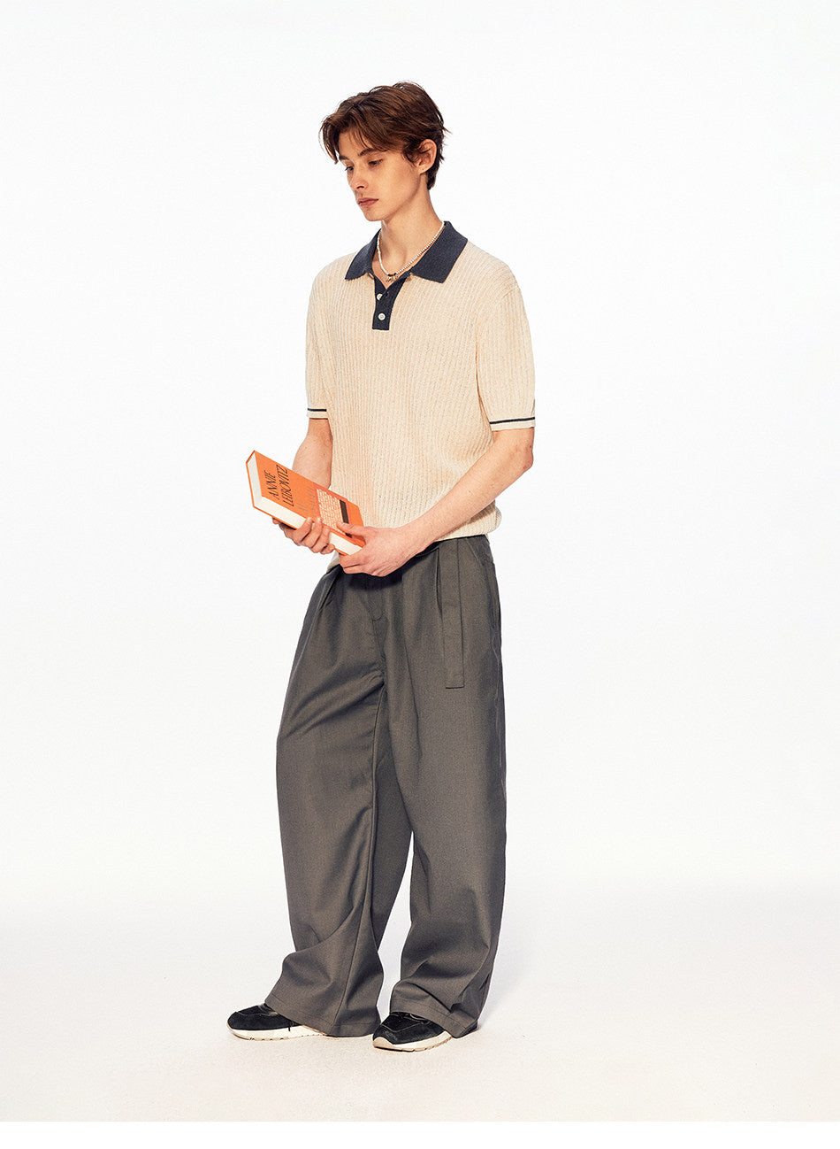 Niche Design Contrast-Color Knit Shirt