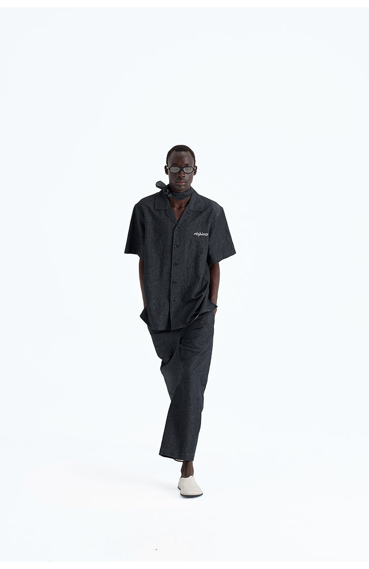 Denim dyed Cuba collar shirt