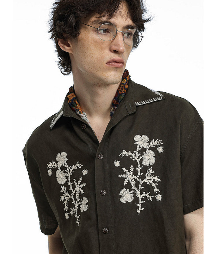 Vintage Floral Embroidered Shirt