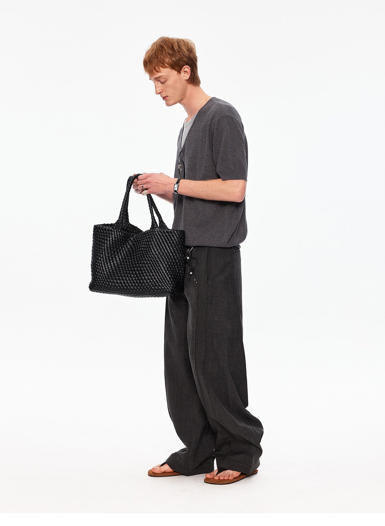 투피스 V넥 니트