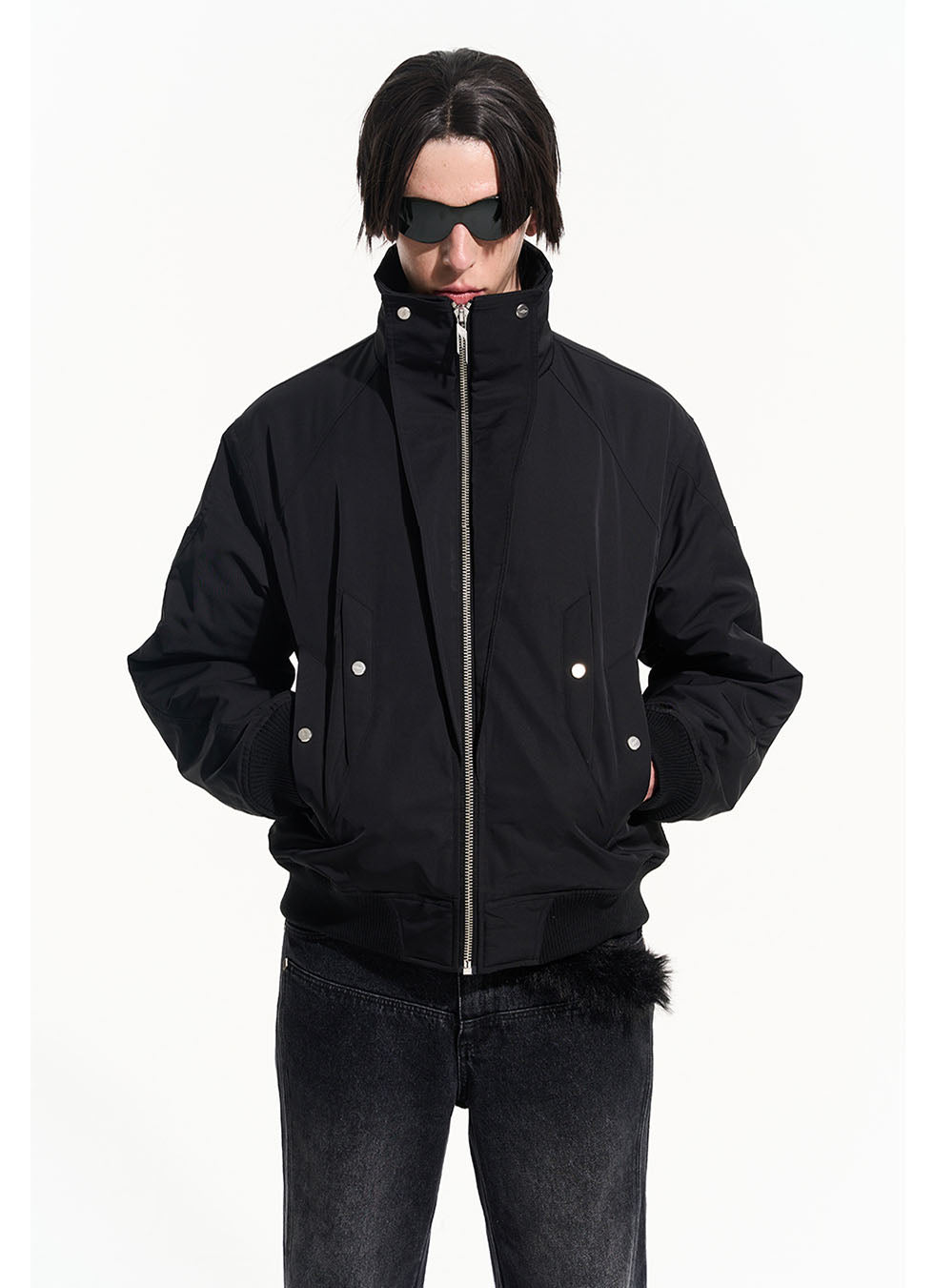 Multi-pocket stand collar zipper jacket 
