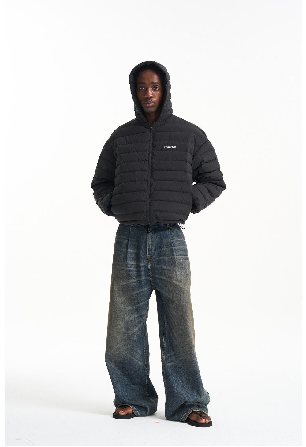 Detachable fur collar down jacket