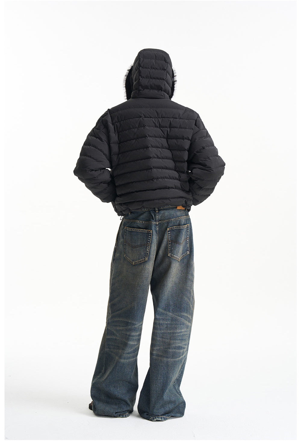 Detachable fur collar down jacket