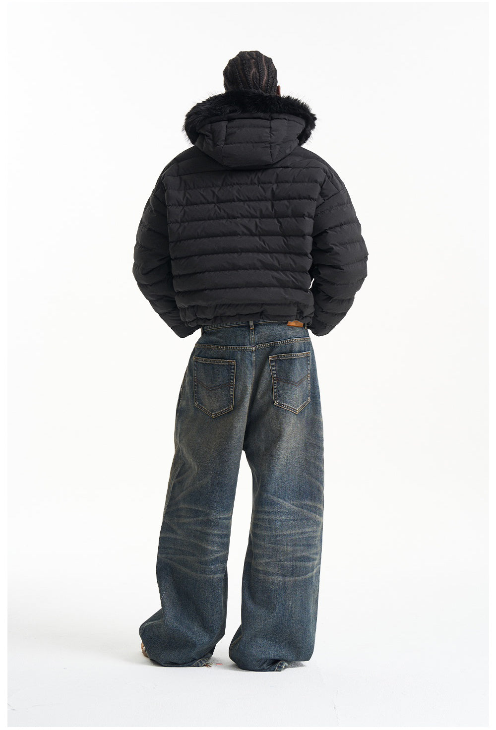 Detachable fur collar down jacket