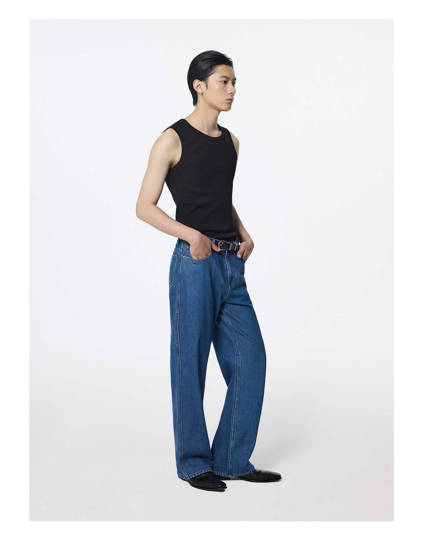 Tailored Washed Straight-Leg Jeans