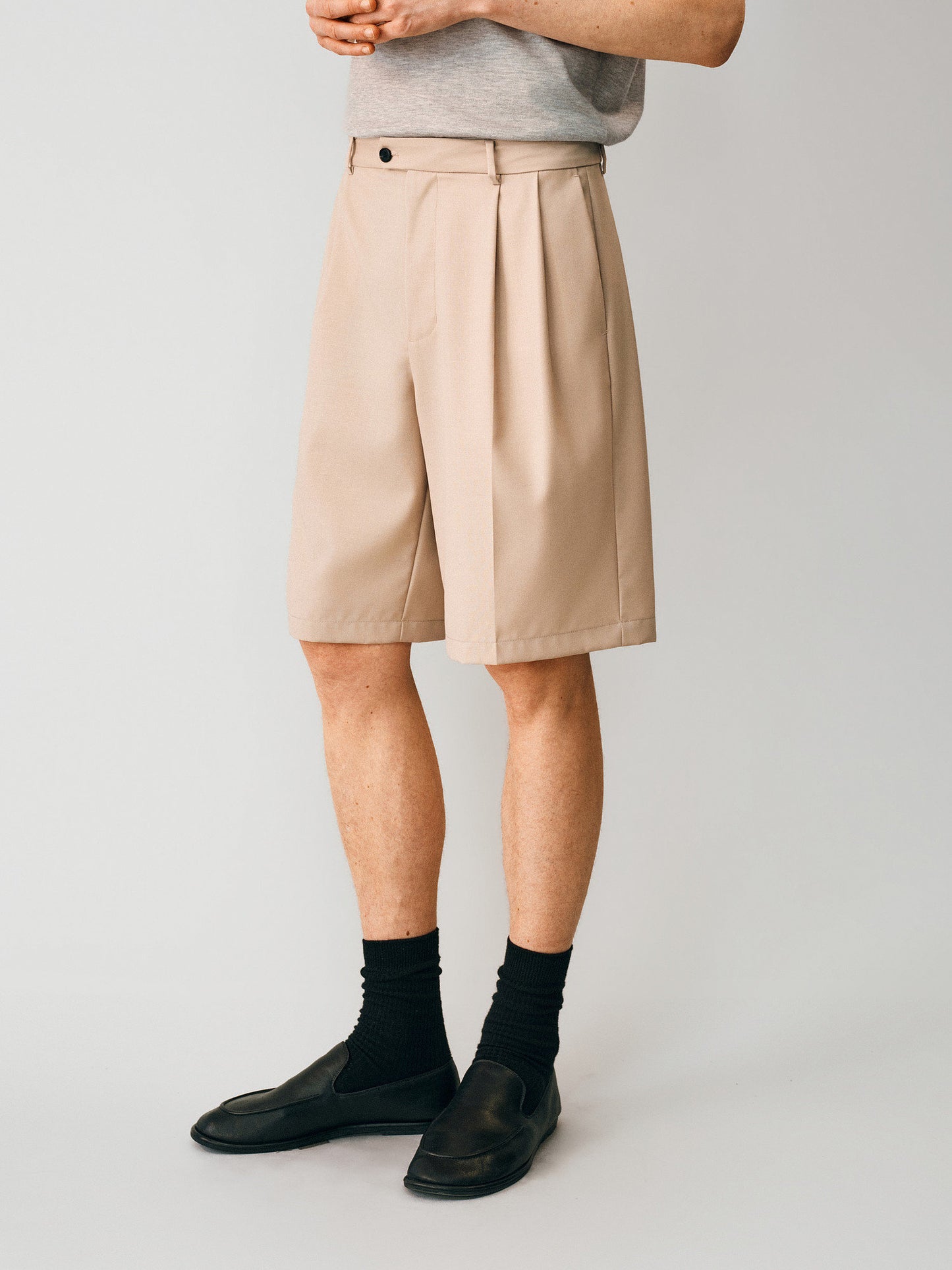 Double-Pleated Shorts