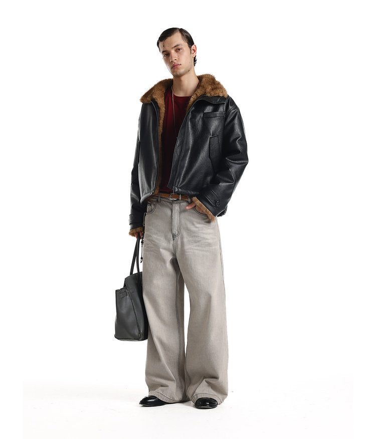 Slub Fleece Collar Thick Jacket