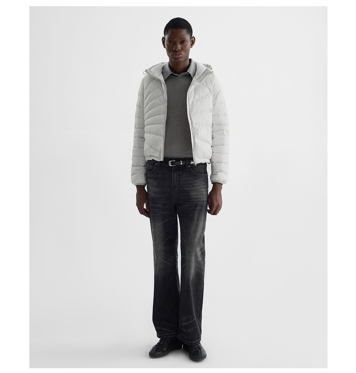 Embossed Straight-Line Quilted Down Jacket