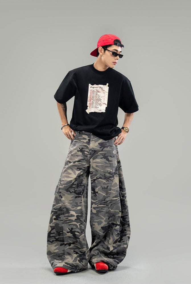 Damage Print Cotton T-Shirt