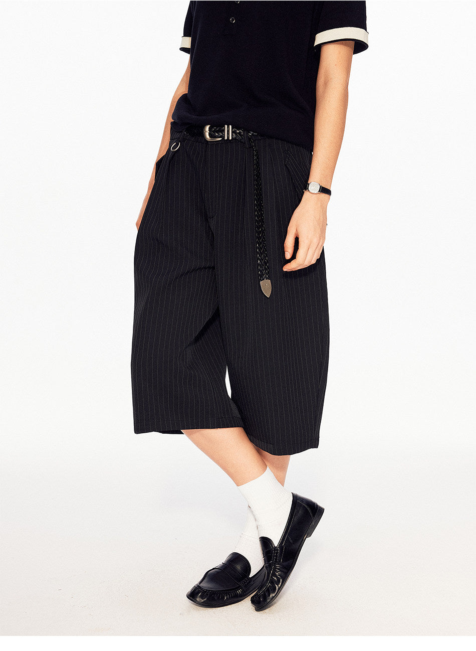 Striped Pleated Shorts