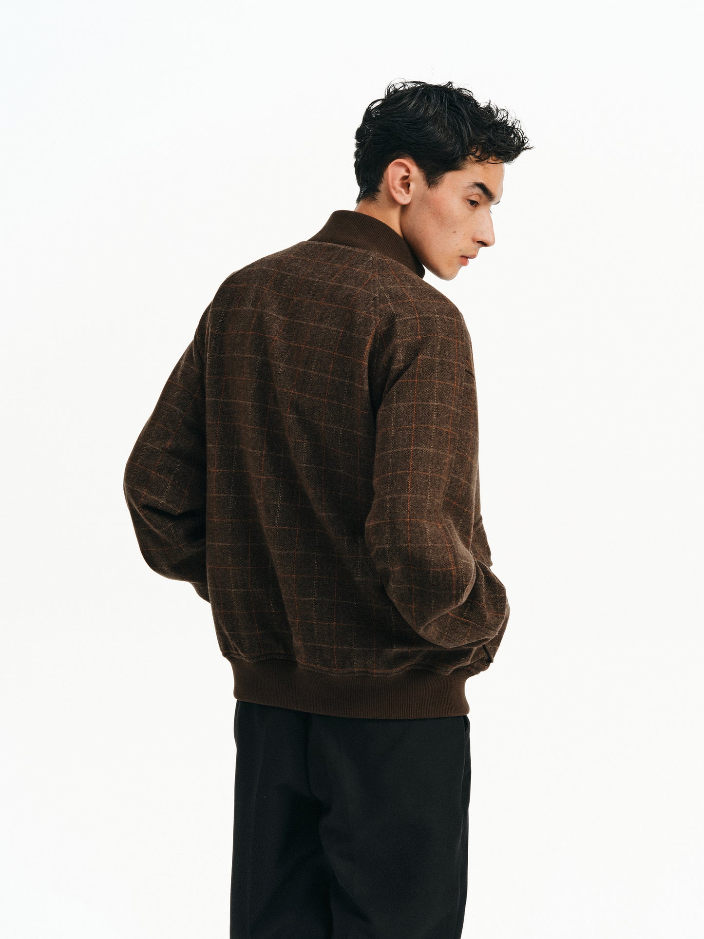 Checkered Stand Collar Jacket