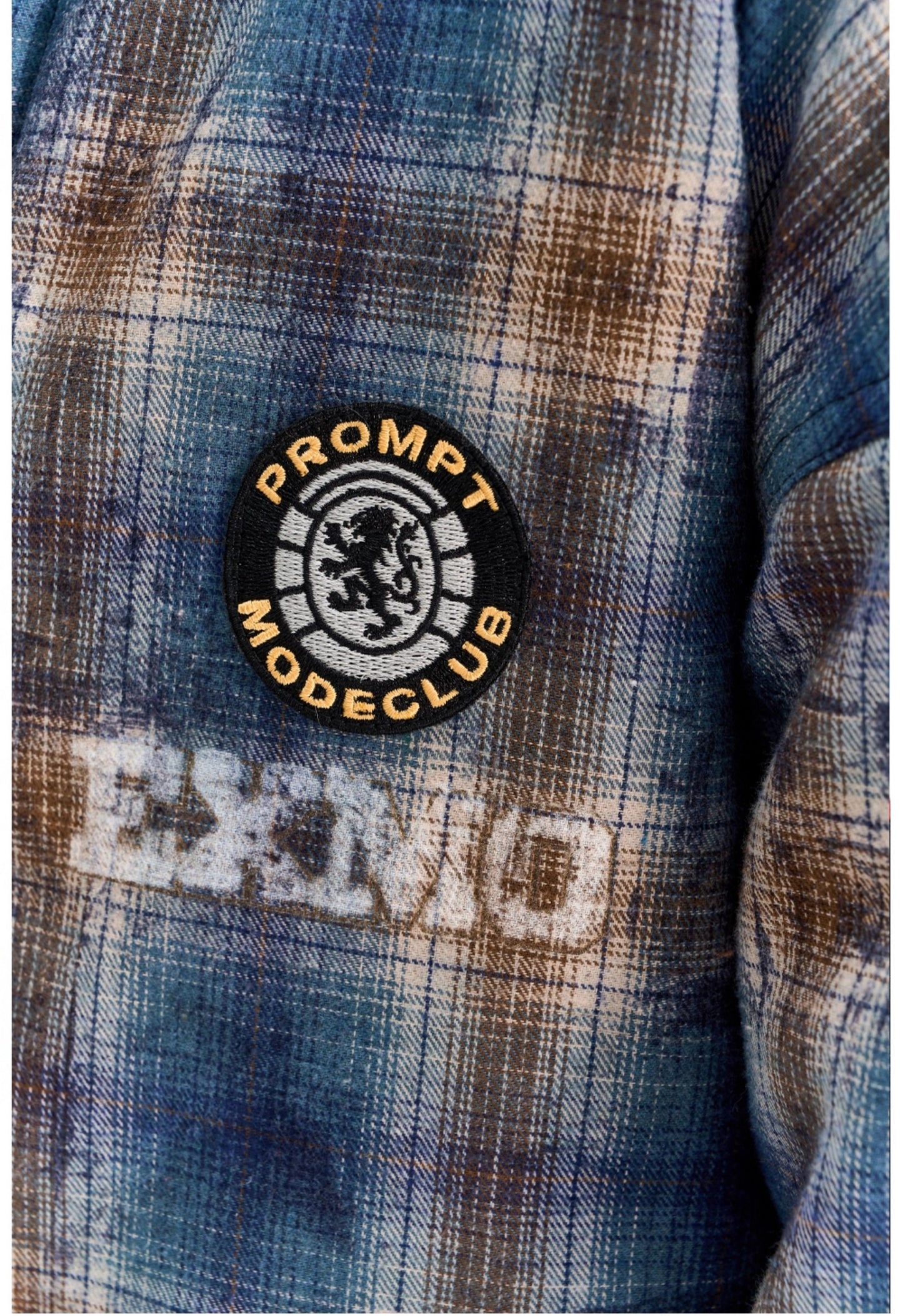 Fake Two-Piece Embroidered Check Shirt