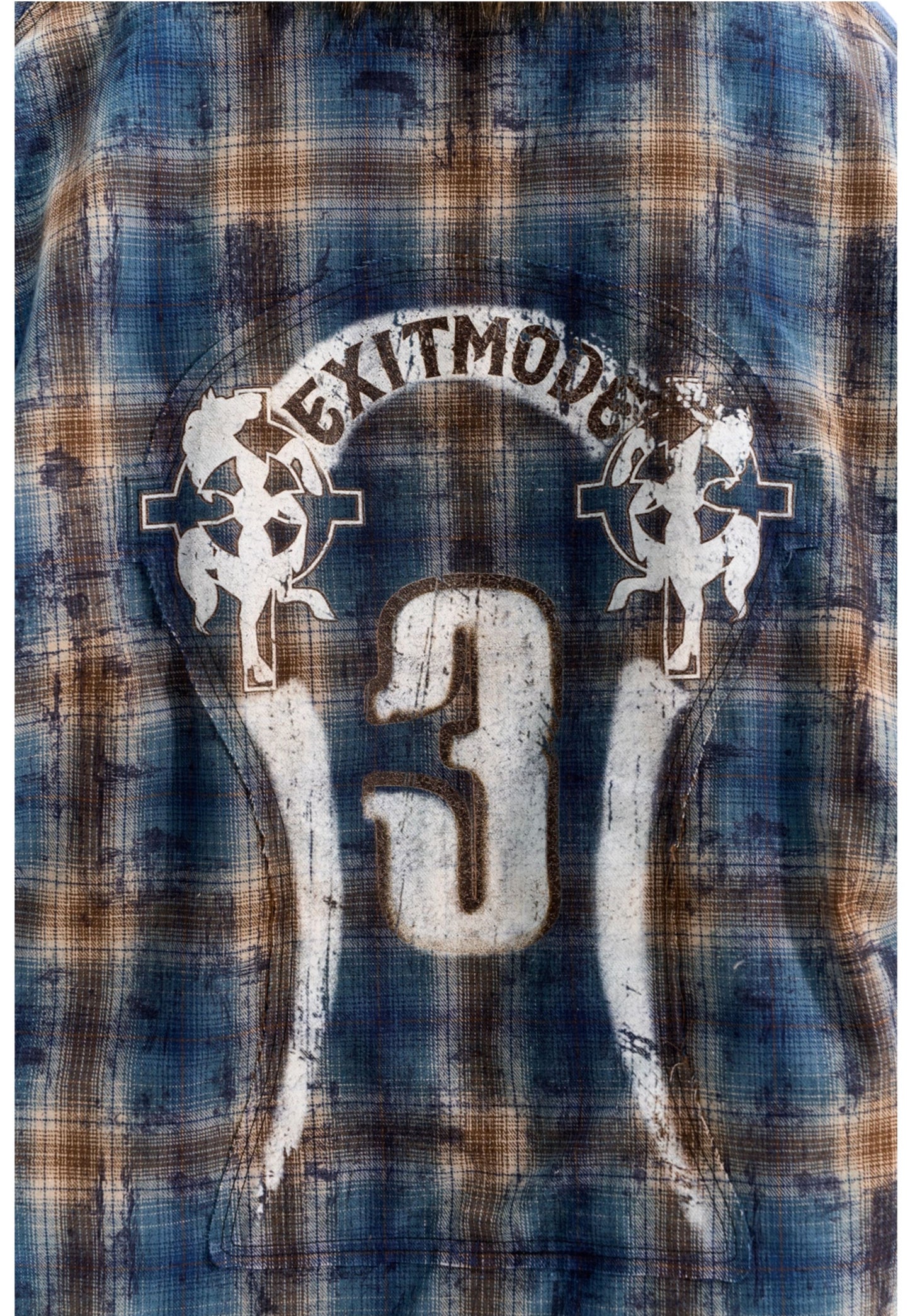 Fake Two-Piece Embroidered Check Shirt