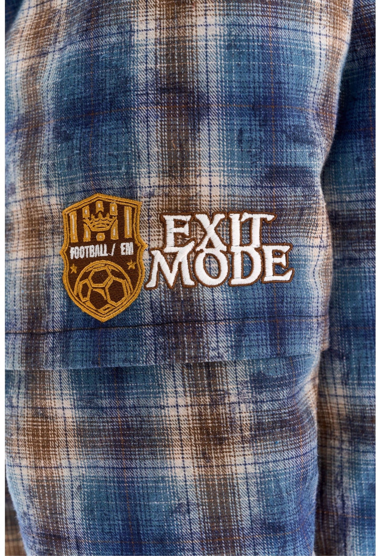 Fake Two-Piece Embroidered Check Shirt