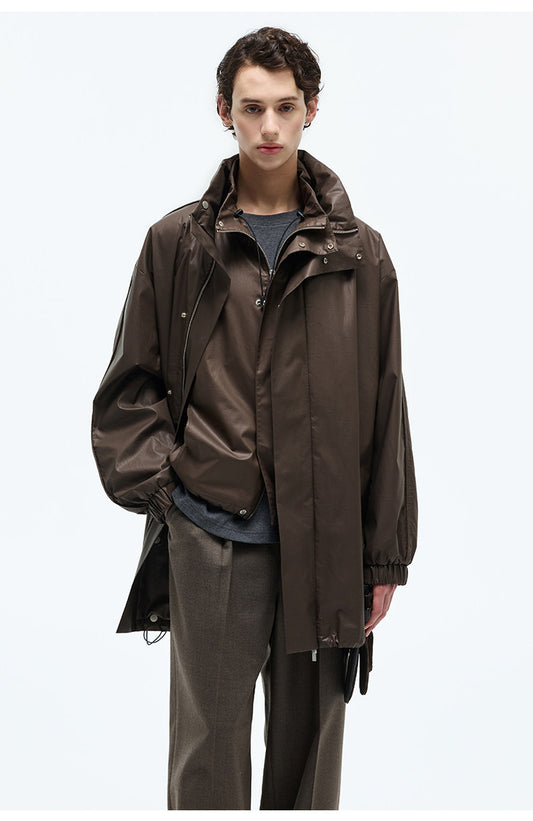 Stand Collar Mid-Length Coat