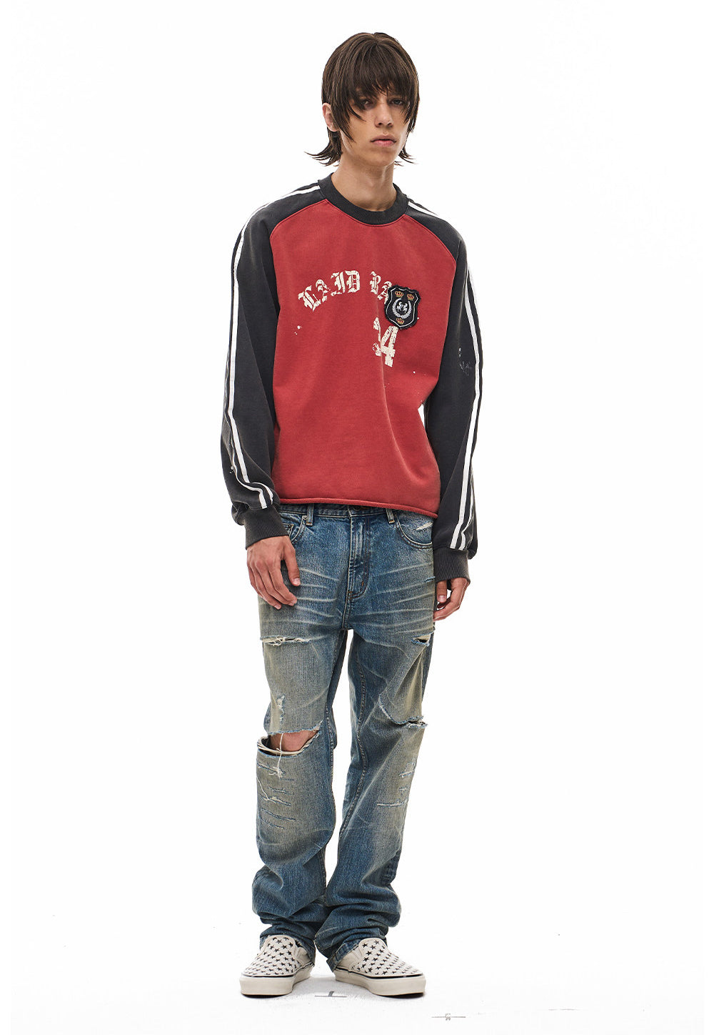 Distressed Straight-Leg Jeans