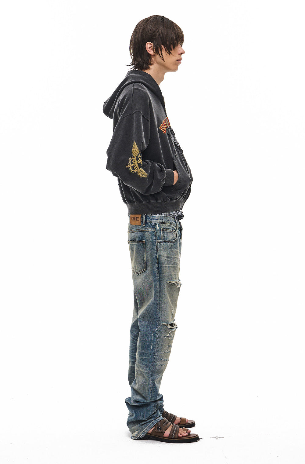 Distressed Straight-Leg Jeans