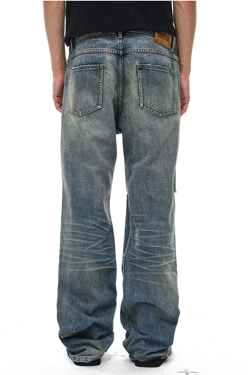 Distressed Straight-Leg Jeans