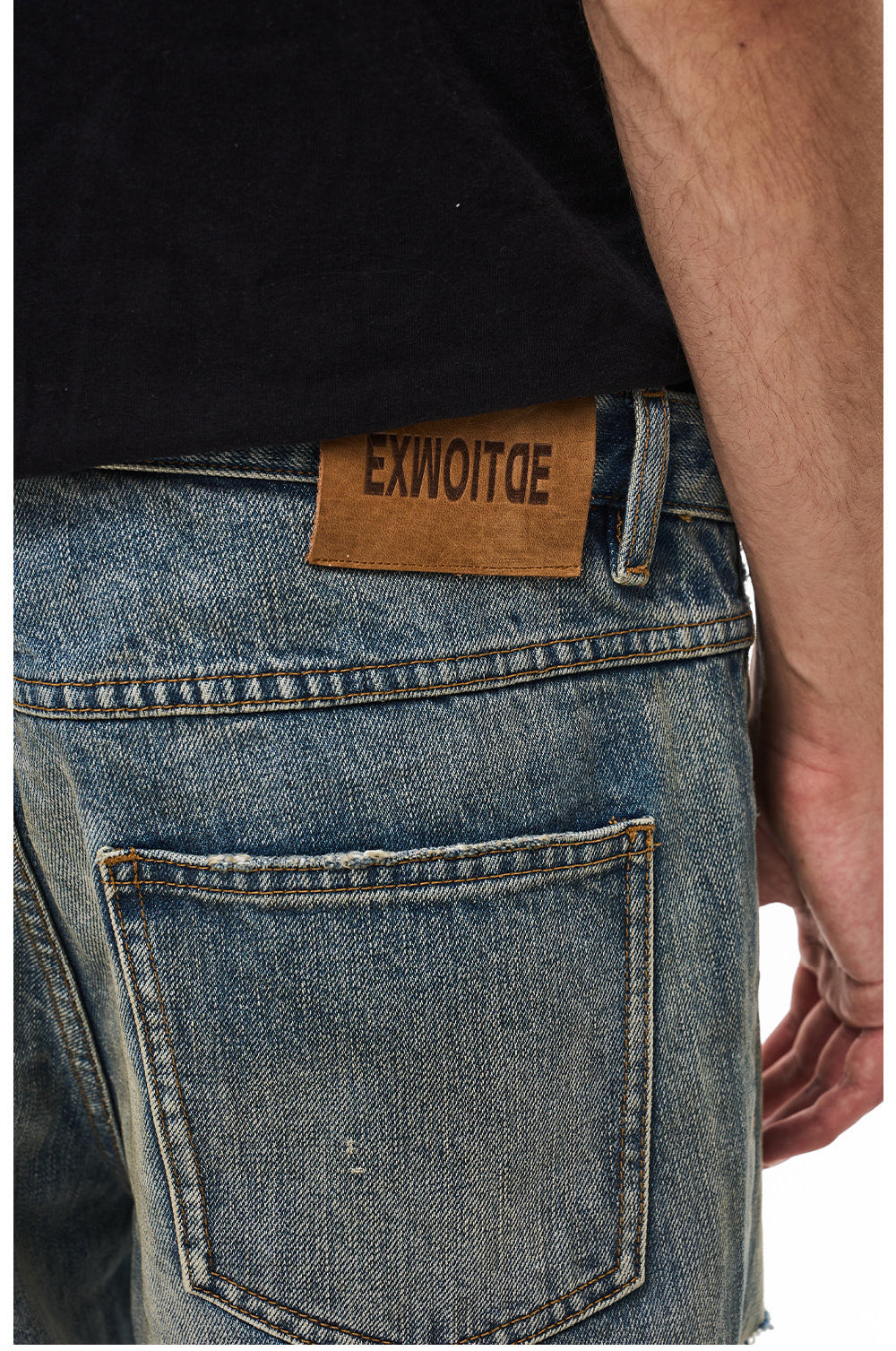 Distressed Straight-Leg Jeans