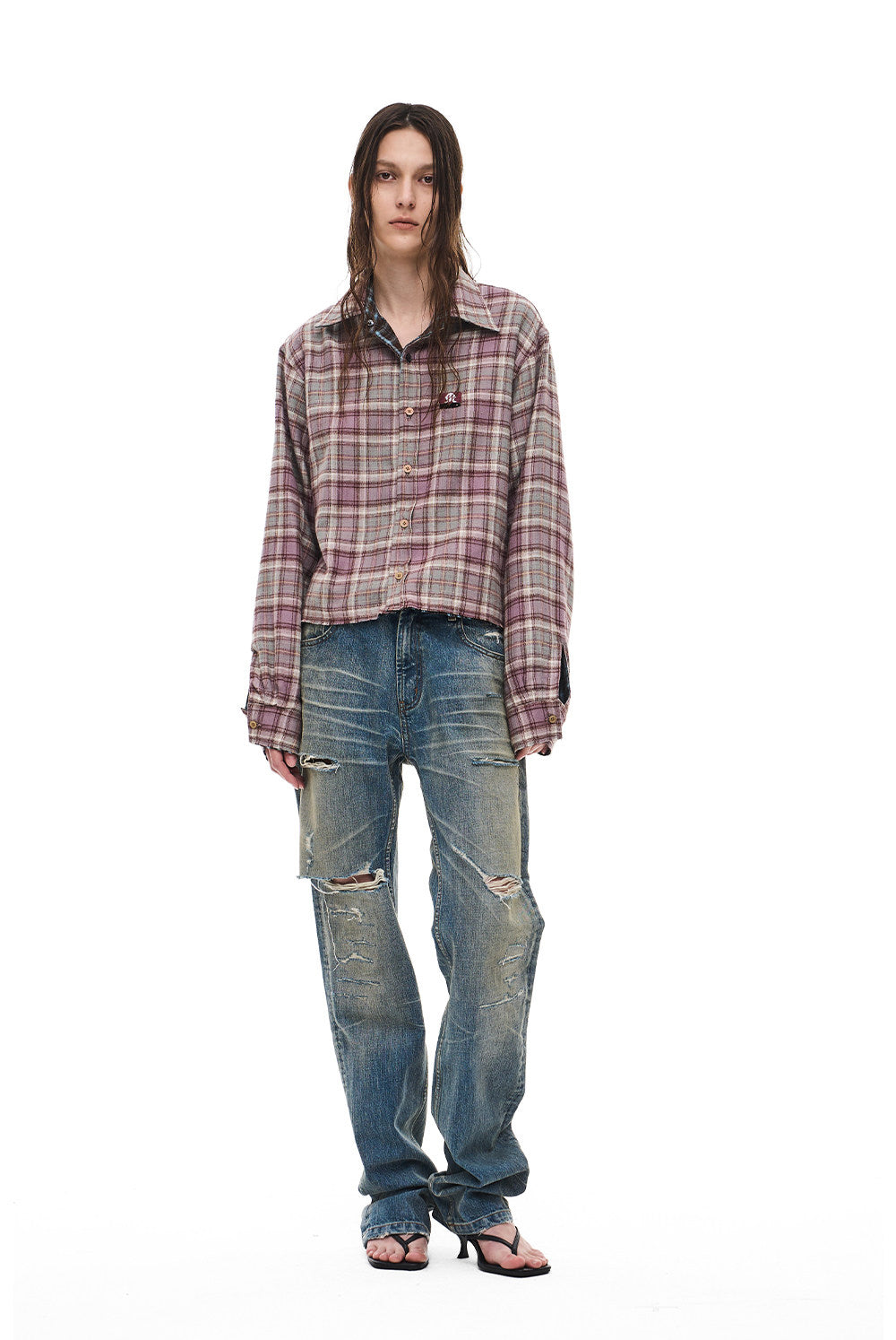 Distressed Straight-Leg Jeans