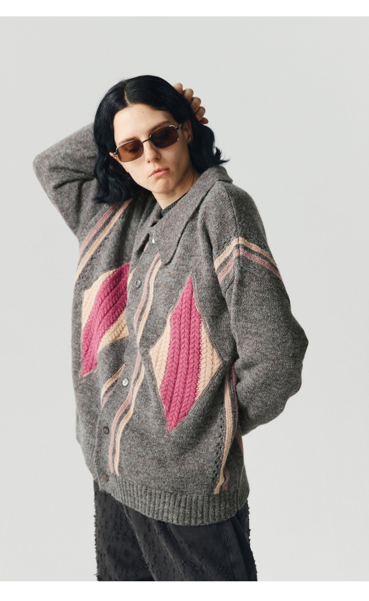 Jacquard Retro Silhouette Knit Cardigan