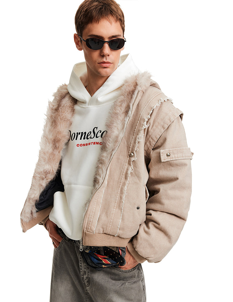 Distressed-look padded jacket