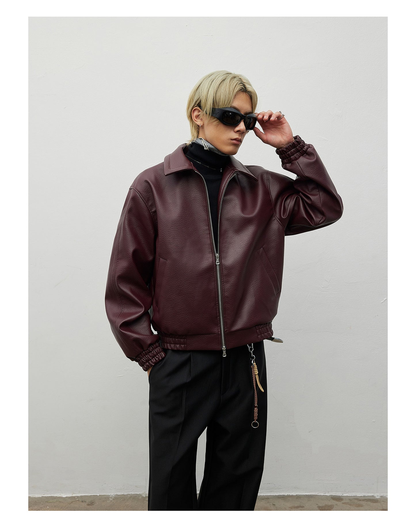 Textured Matte PU Leather Jacket