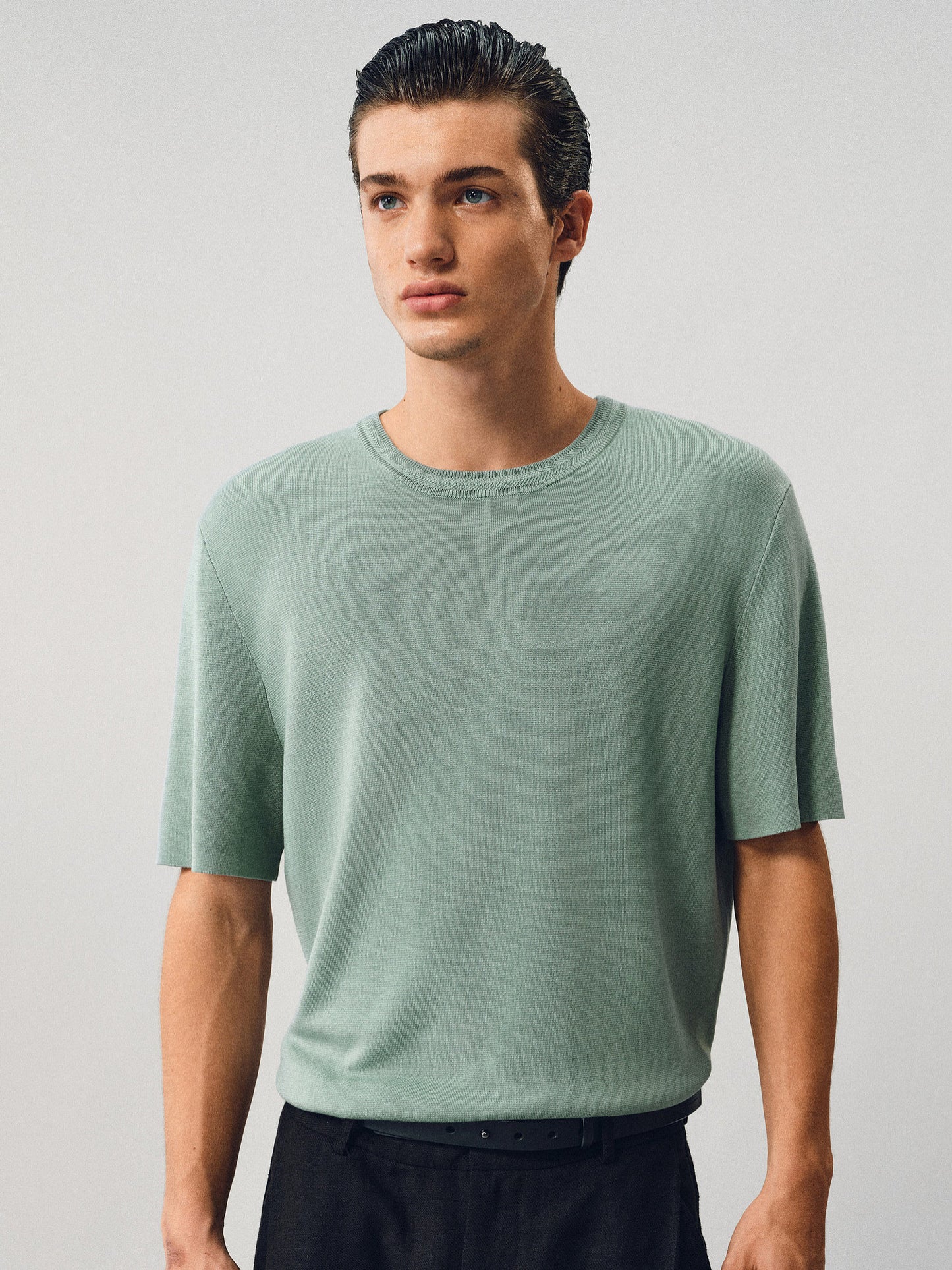 Twist-neck Knit Shirt