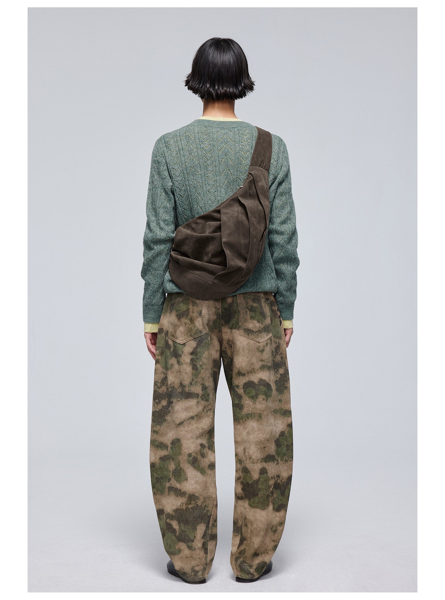 Camouflage Double Belt Curved Pants