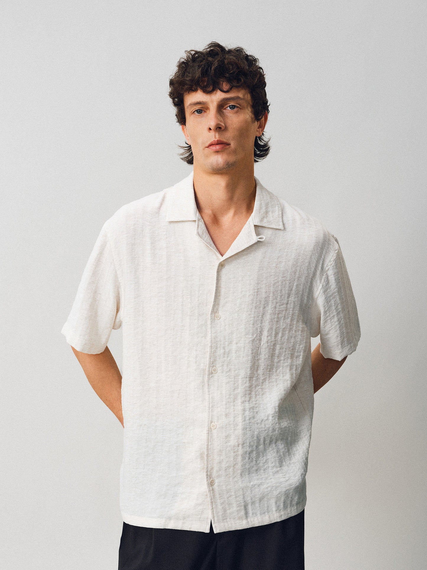 Jacquard Linen Striped Shirt