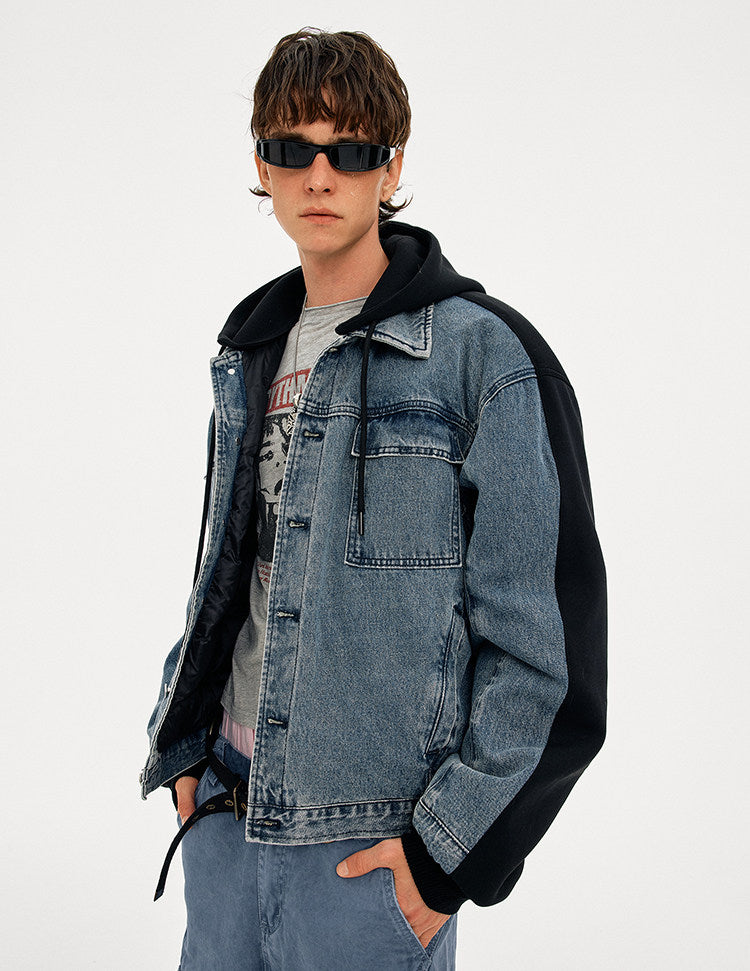 Street Patchwork Wash Denim Jacket