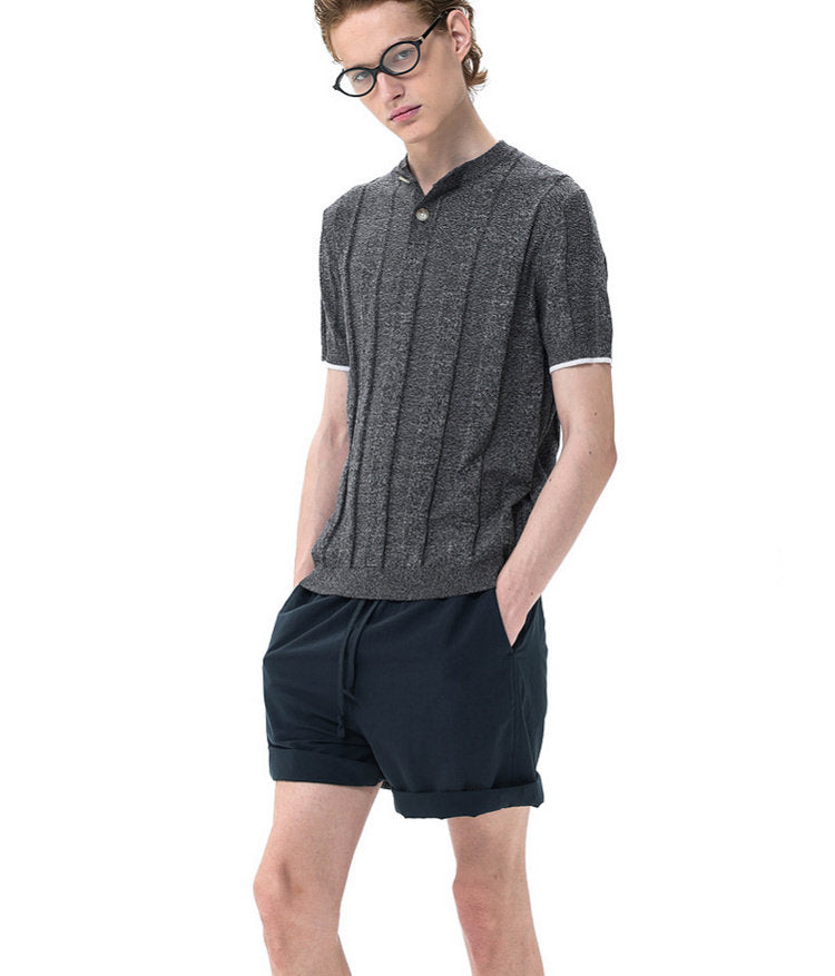 Henley-Neck Knit Shirt