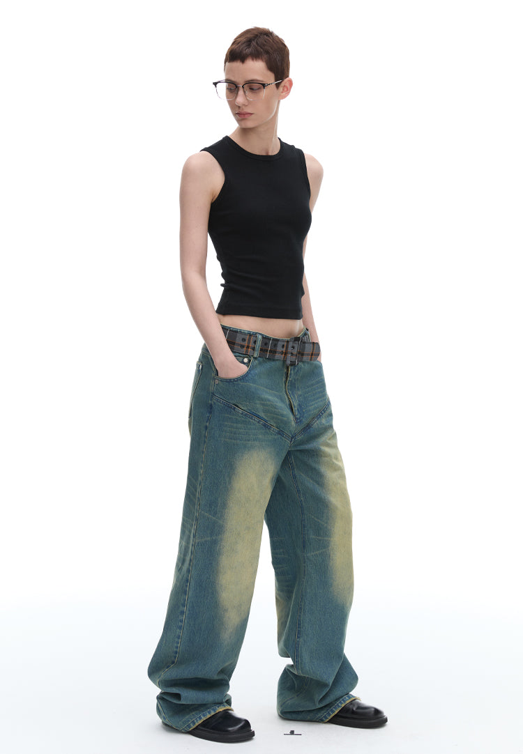 Vintage Washed Wide Leg Jeans