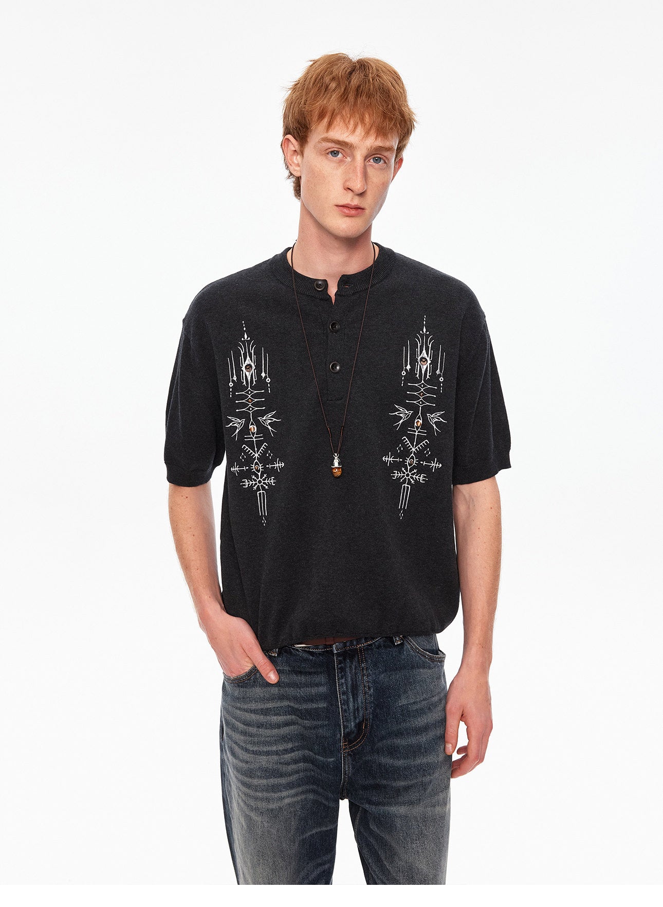 Vintage-Style Henley Sweater