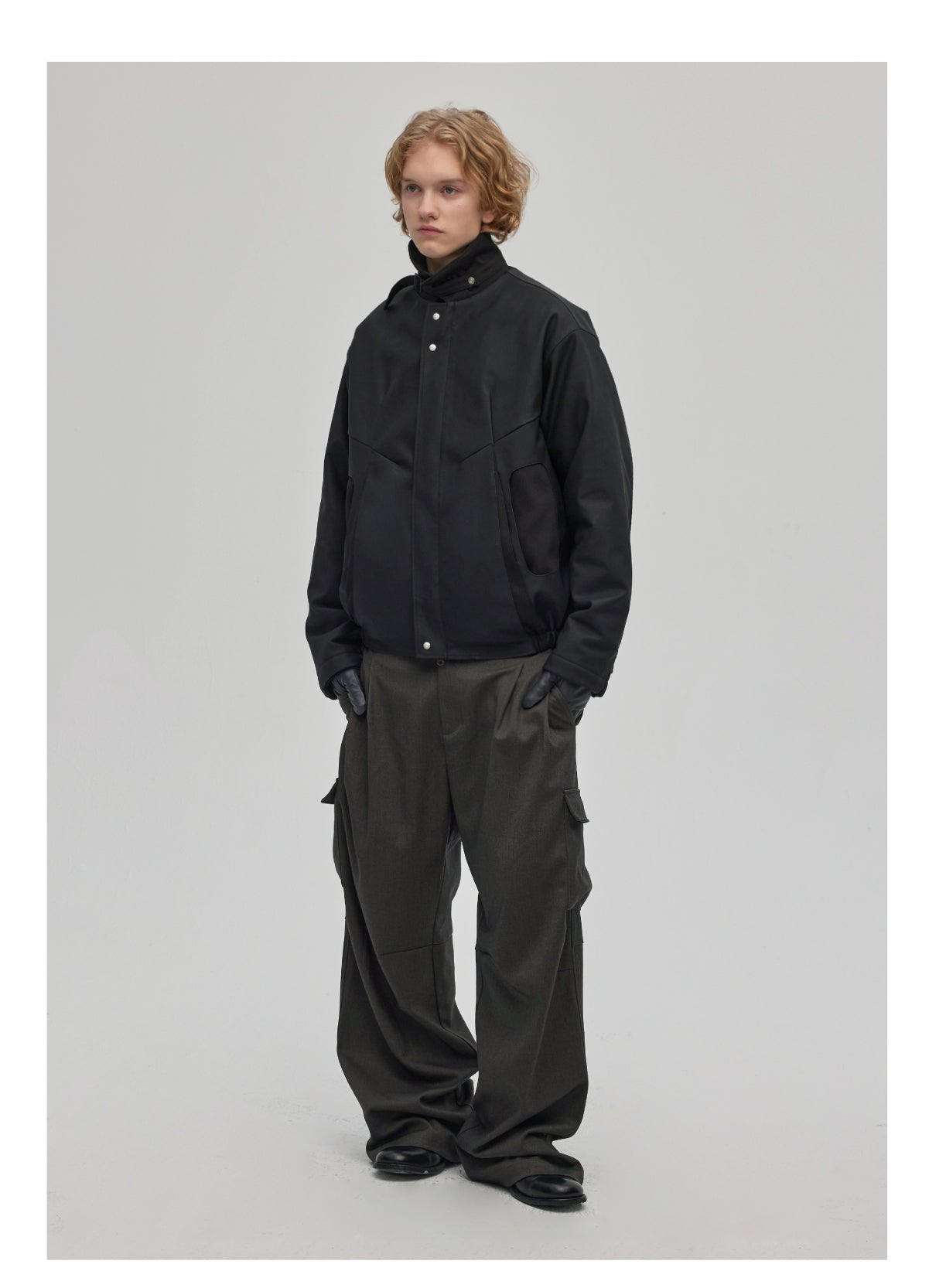 PU leather stitched short jacket