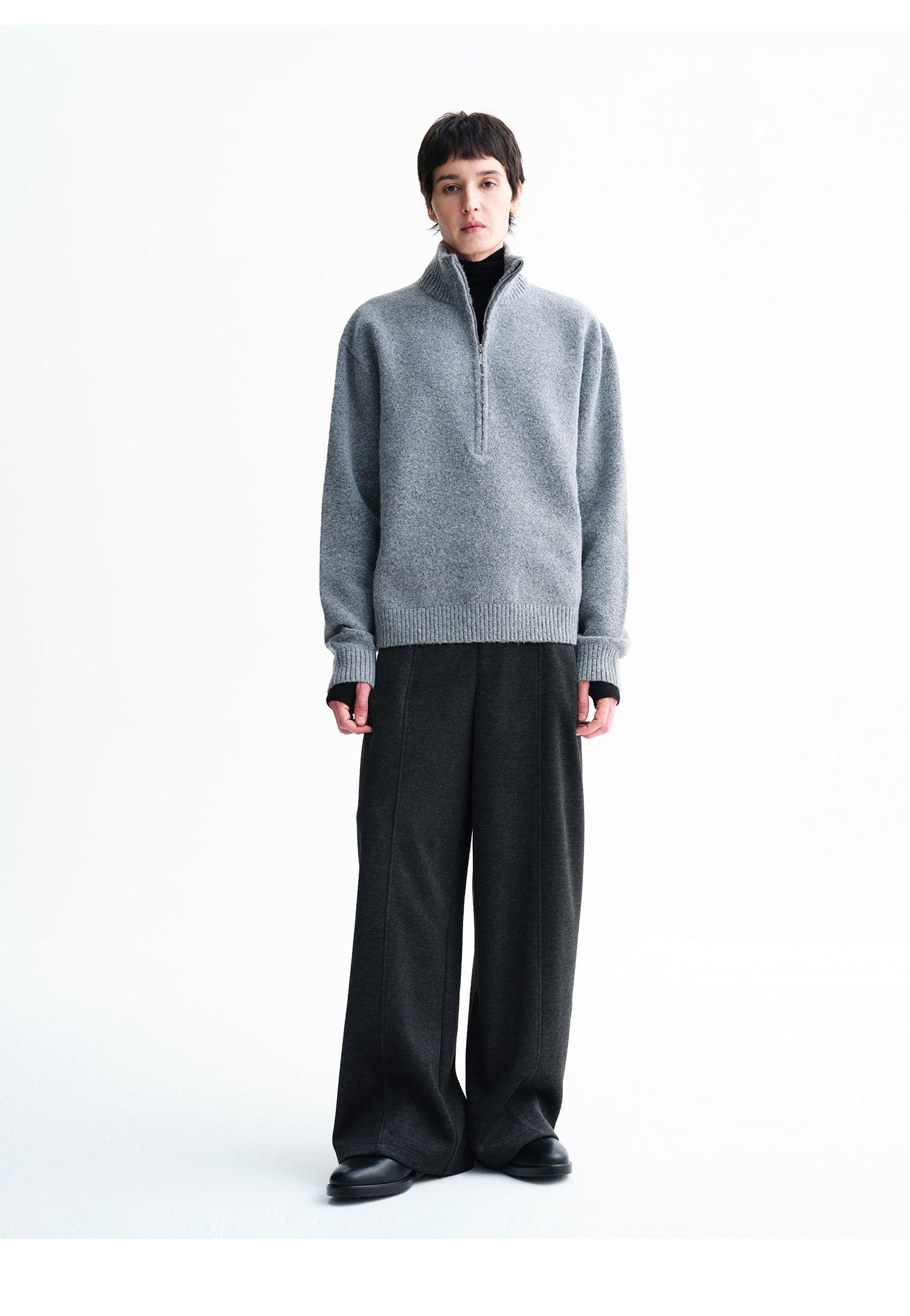 Half-Zip Stand Collar Pullover Sweater