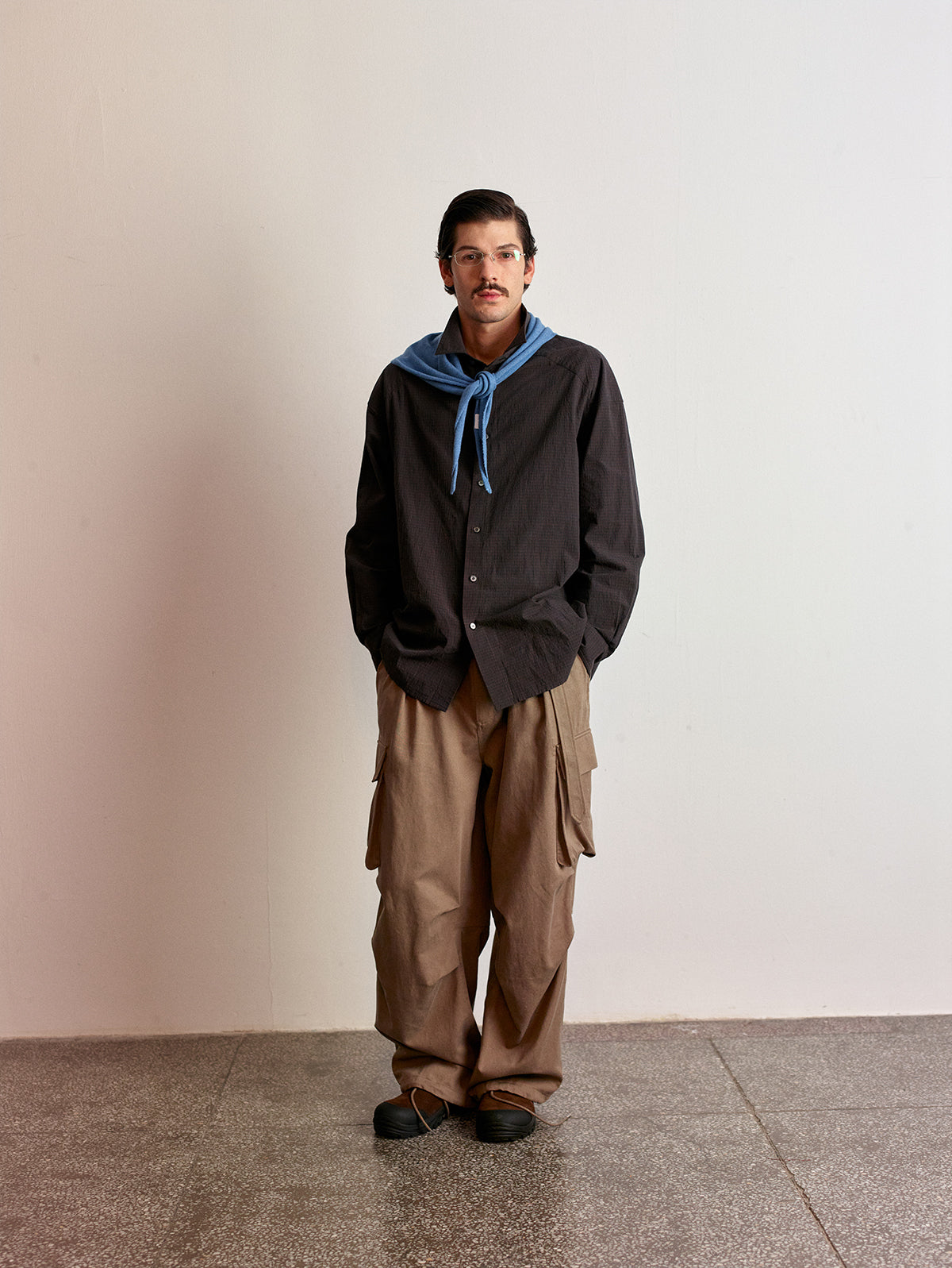 Pre-dyed fine check shirt