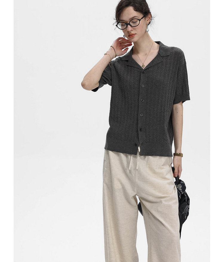 Turtleneck Button-Down Knit Shirt